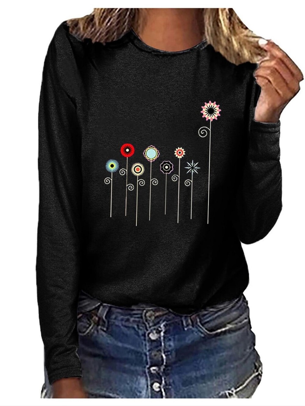 MISSLOOK Women's Printed Casual Floral Loose Fit T-shirt Tunic NWOT
